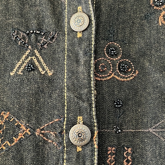 CHICO’S Woman’s Denim Jacket Embroidered Color Brown - Picture 6 of 7